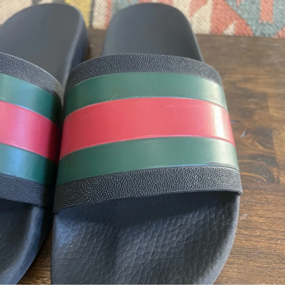 GUCCI Rubber Web Design Slide Sandals Men’s US 11